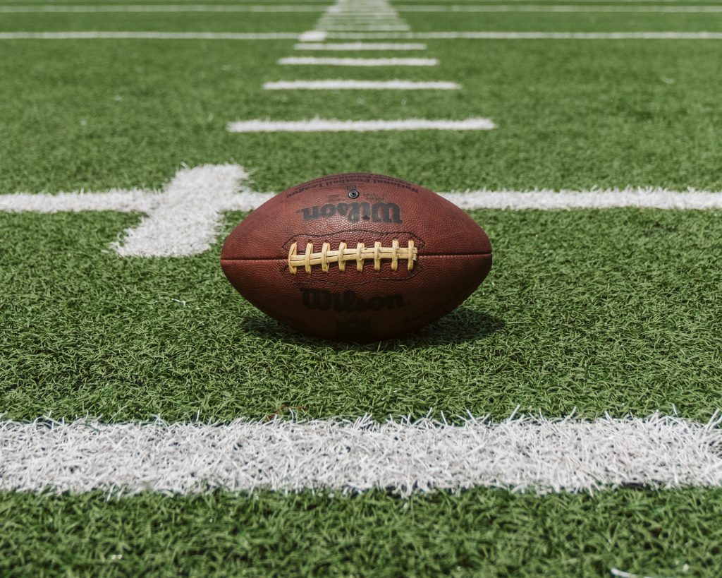 wilson football on lined graww