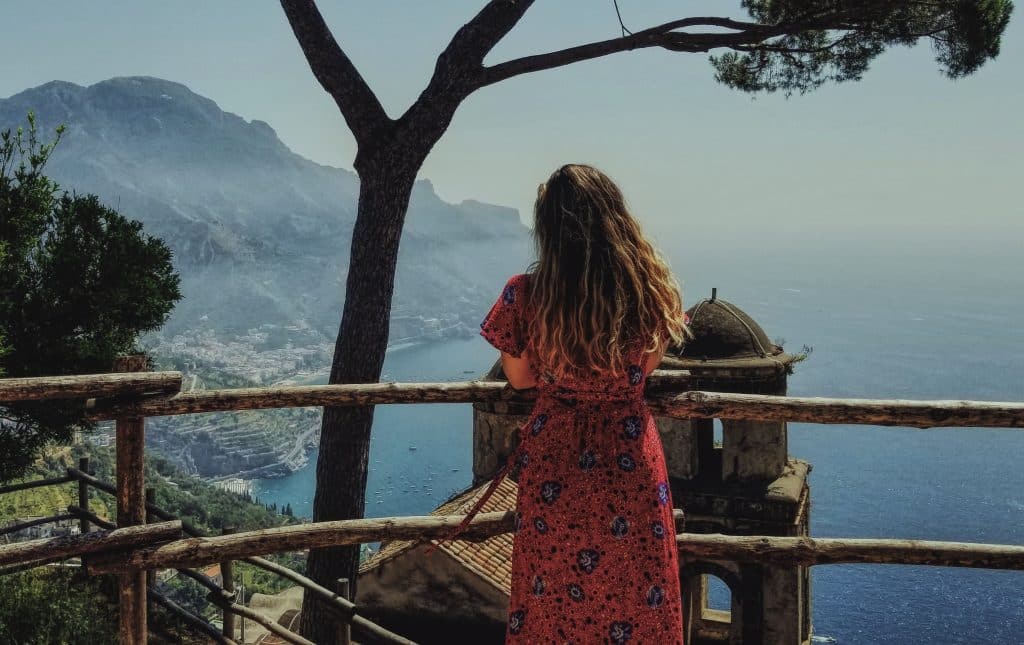 Woman overlooking body of water