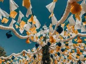 Celebratory banners hung up in Portugal