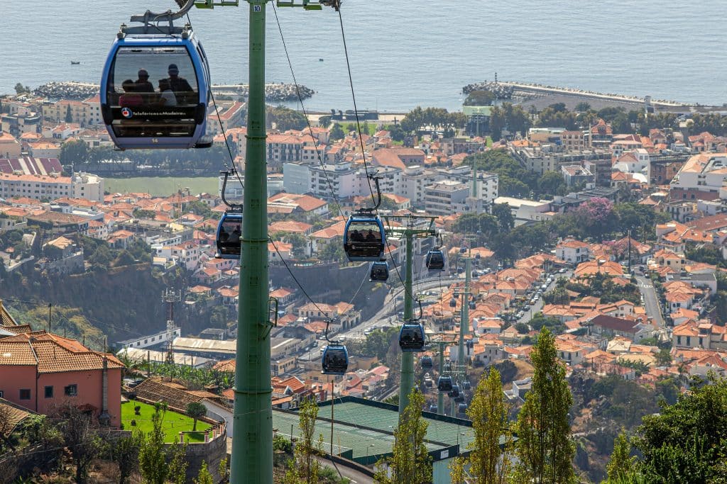Cable Car Line Over the Cityscape of Funchal, Portugal