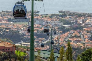 Cable Car Line Over the Cityscape of Funchal, Portugal