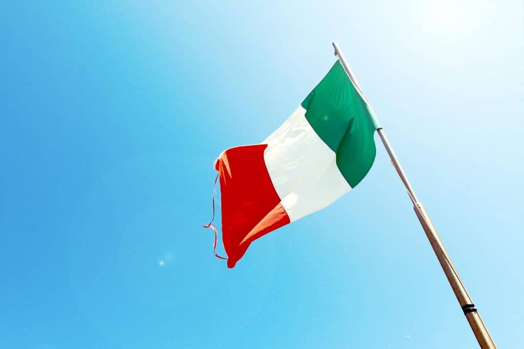 Low-angle Photography of Waving Red, White, and Green (Italy) Flag