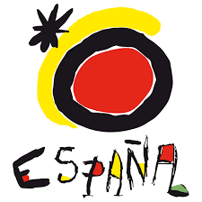 Abstract, colorful design featuring a red circle outlined in black, a yellow curved line, and a black star above. Below, "España" appears in playful, handwritten style with splashes of red, yellow, and black—perfect for Juniper Tours.